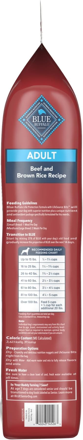 Blue Buffalo Life Protection Formula Adult Dry Dog Food, Helps Build and Maintain Strong Muscles, Made with Natural Ingredients, Beef & Brown Rice Recipe, 15-lb. Bag