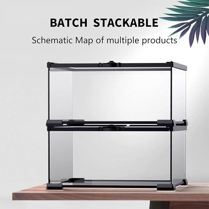 Upgrade！Reptile Glass Terrarium kit，8"x8"x12"Terrarium Enclosure Amphibians Tank Cage with Magnetic Sliding Door for Small Reptiles, Amphibians and Invertebrates.