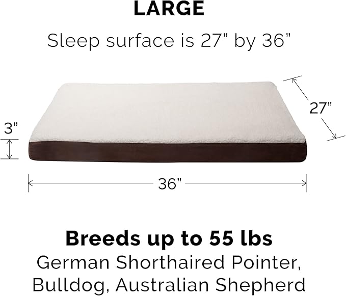 Furhaven Replacement Dog Bed Cover Sherpa & Suede Mattress, Machine Washable - Espresso, Large