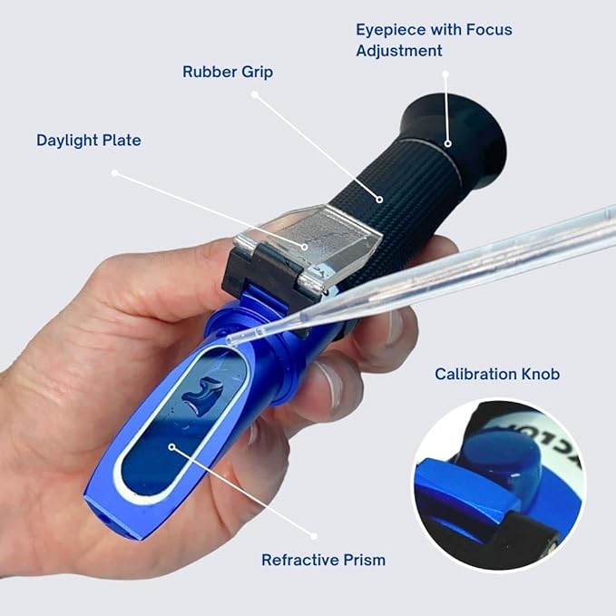 Professional Salinity Premium Refractometer for Seawater, Marine Fishkeeping Aquarium, Pools, and Tanks, 0-100 PPT Salinity Tester with Automatic Temperature Compensation (ATC)