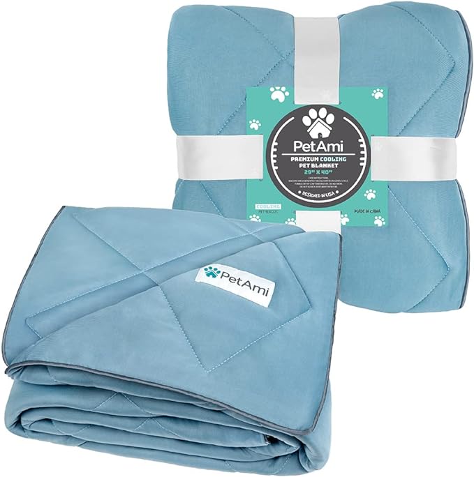 PetAmi Premium Cooling Dog Blanket | Lightweight Fluffy Pet Throw Blanket Bed Cover for Dogs, Cat, Puppies | Pet Blanket Furniture Protector Couch Sofa | Reversible Fuzzy Cozy | 29x40, Dusty Blue