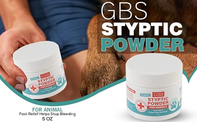 G.B.S 5 oz Styptic Powder for Animals Dogs with Sealed Top + Scoop, Cats & Birds Cutting Nails - Stop Bleeding Styptic Clotting Blood Powder – Easy to Apply (3)