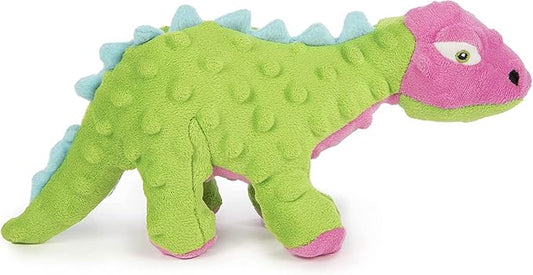 goDog Dinos Spike Squeaky Plush Dog Toy, Chew Guard Technology - Green, Small