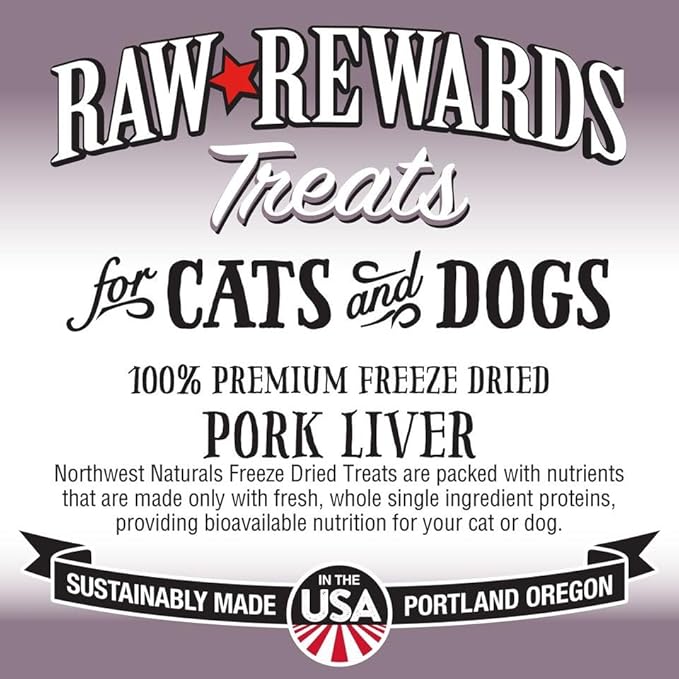 Northwest Naturals Raw Rewards Freeze-Dried Pork Liver Treats for Dogs and Cats - Bite-Sized Pieces - Healthy, 1 Ingredient, Human Grade Pet Food, All Natural - 10 Oz (Packaging May Vary)