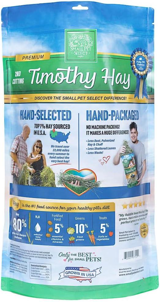 Small Pet Select 2nd Cutting Perfect Blend Timothy Hay Pet Food for Rabbits, Guinea Pigs, Chinchillas and Other Small Animals, Premium Natural Hay Grown in The US, 12 OZ (Pack of 2)