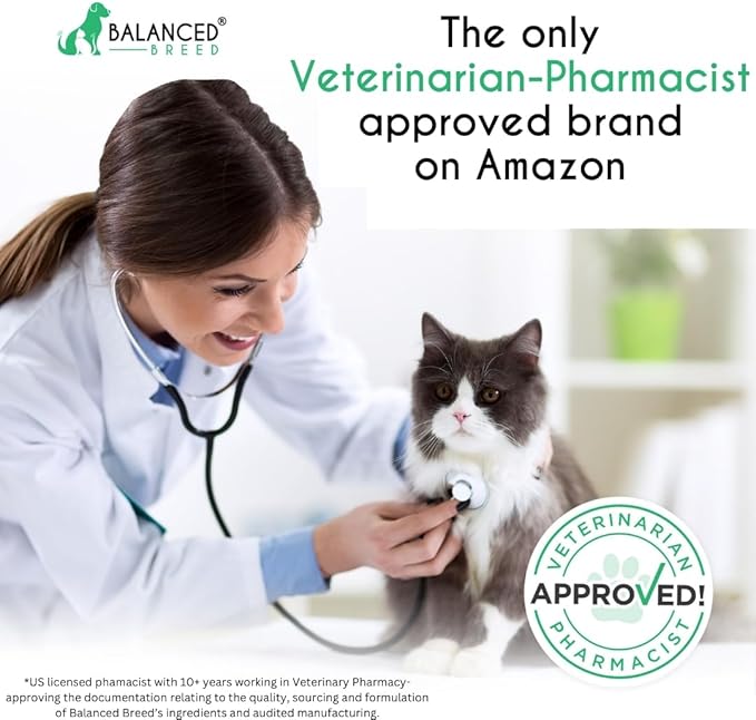 Balanced Breed L-Lysine Cats Immune Support Soft Chews Made in USA Non-GMO Vet-Pharmacist Approved Krill Oil Omega 3 Cat Vitamins Indoor Cats Supplements Asthma Relief Cat Lysine Allergy Relief 60 ct.