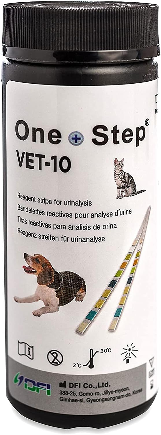 One Step Pet Urine Testing Strips, 100 x Urinalysis Parameter Tests for Dogs, Cats, Vets & Animals. Accurate Testing for Veterinarians Detects UTI, Diabetes, Bladder, Kidney, Liver, SG, pH, Glucose