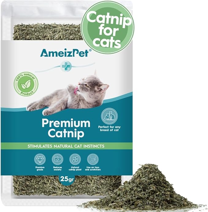 Catnip Grass for Cats Premium, Catnip Treats for Training & Play, Cat & Kitten Behaviour Dust 25g (0.06 Oz)