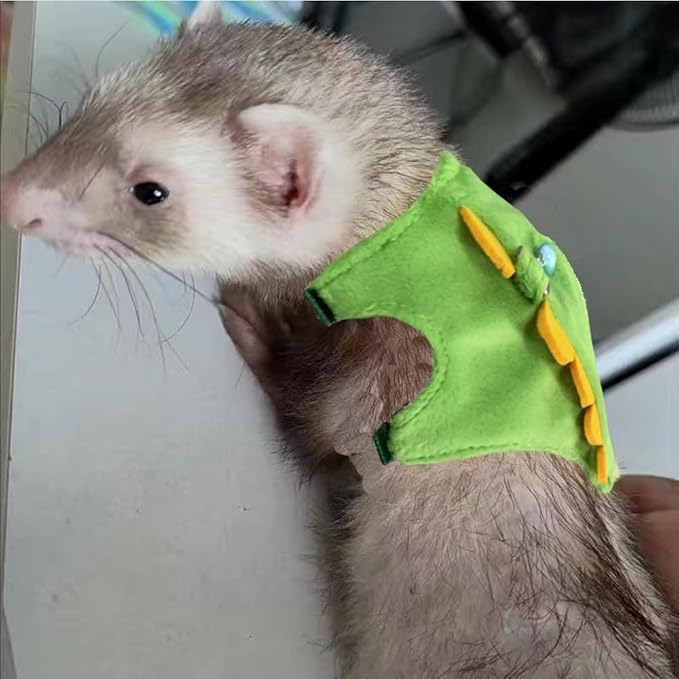Ferret Harness and Leash Set Small Animals Vest Harness with Safe bell Dinosaur Shaped Walking clothes for Baby Rabbit Guinea pig Teacup Chihuahua Mouse and other small pet (B)