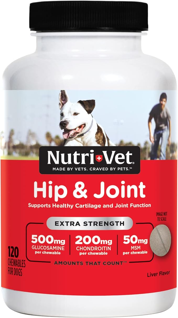 Nutri-Vet Hip & Joint Chewable Dog Supplements | Formulated with Glucosamine & Chondroitin for Dogs | 120 Count