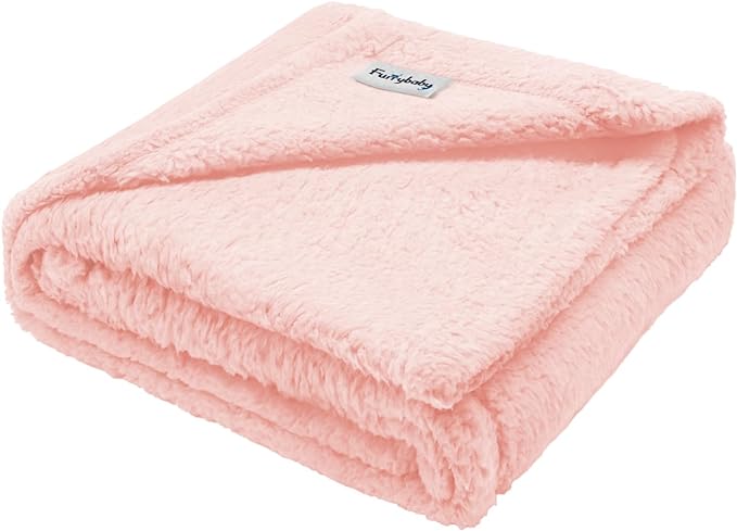 furrybaby Dog Blanket Soft Dog Blankets for Large Dogs Puppy Essentials Washable Sherpa Fleece Cat Blanket 32x40 Inches for Bed Furniture Couch Sofa (Medium, Pink)