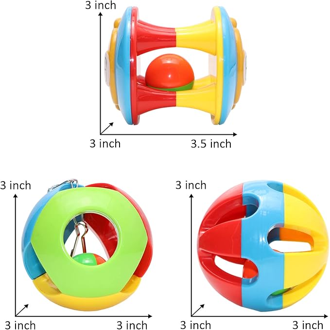 Bird Hanging Ball with Bell Colorful Chewing Treat Toy for Parrot Parakeet Cockatiel Conure Lovebird Dog Puppy Cat (3 PCS)