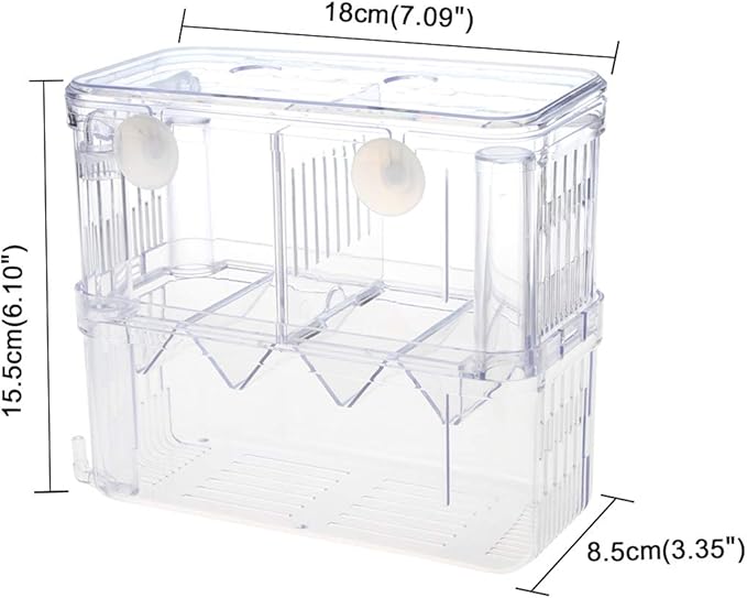 Senzeal Aquarium Fish Breeder Box Plastic Fish Isolation Breeding Box Hatching Incubator for Baby Fish Shrimp Clownfish Guppy