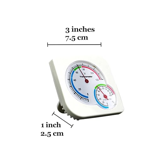 SunGrow Hermit Crab Thermometer & Hygrometer for Terrariums and Reptile, Analog Gauges, Measures in Fahrenheit & Percent, White, 1 Pc per Pack