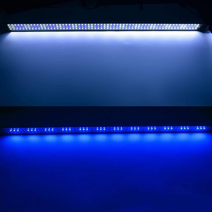 KZKR LED Aquarium Hood Lighting 72-78 inch Fish Tank Light Lamp for Freshwater Marine Saltwater Blue and White Decorations Light 6-7ft (34W) 180cm - 200cm