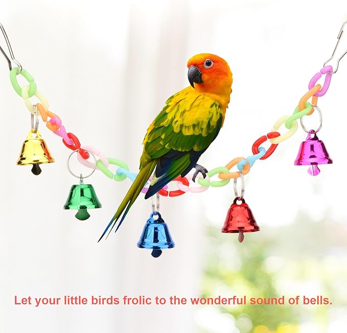 Hypeety Hamster Parrot Hanging Ladder Bridge Cage Swing Acrylic Chew Perch Metal Bell Birds Toy Accessories