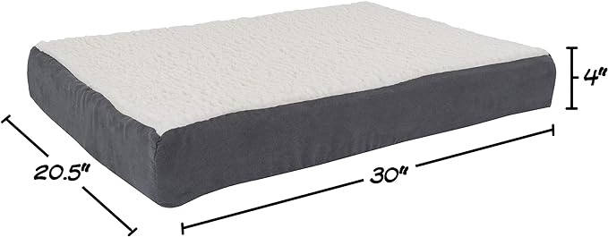 PETMAKER Orthopedic Dog Bed - 2-Layer 30x20.5-Inch Memory Foam Pet Mattress with Machine-Washable Sherpa Cover for Medium Dogs up to 45lbs (Gray)