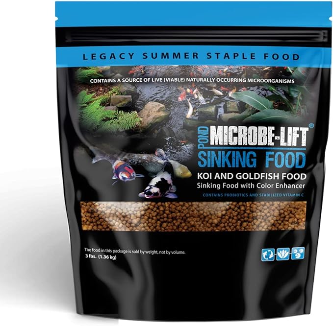 Microbe-Lift MLLSPMD Sinking Fish Food Pellets for Ponds, Water Gardens, and Fountains, for Live Goldfish and Koi, 3 Pounds