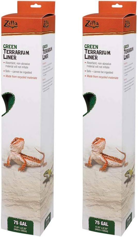 (2 Pack) Zilla Reptile Terrarium Bedding Substrate Liner, Green, 75 Gallon