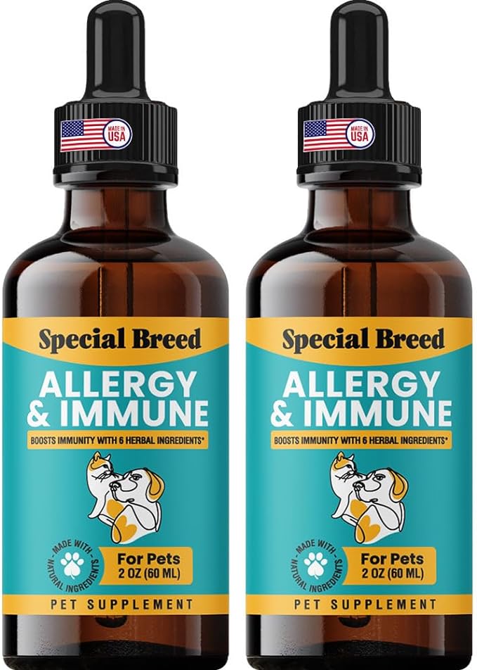 Allergy & Immune with Elderberry, Allergy Relief for Cats and Dogs, Anti Itch Treatment, Relief for Pet Allergies, Immune Support for Cat or Dog, 2 oz - (2 Pack)