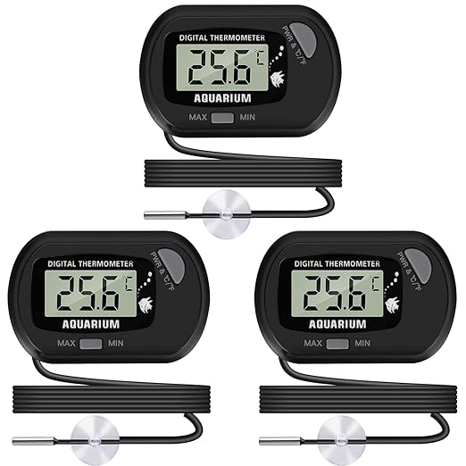 LCD Digital Aquarium Thermometer, Fish Tank Thermometer with Water-Resistant Sensor Probe and Suction Cup for Reptile, Turtle Incubators, Terrarium Water Thermometer (3)