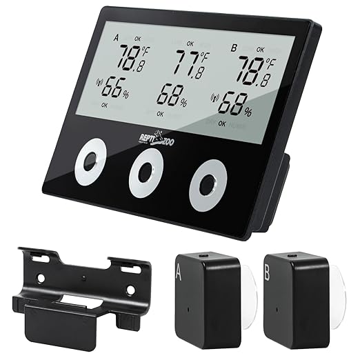 REPTI ZOO 3-Channels Reptile Thermometer Humidity Gauge, Wireless Digital Thermometer Hygrometer for Reptile Tank, Hygrometer Thermometer Monitor with Alarm Function Large Screen Display