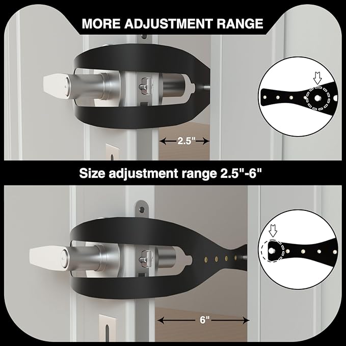 Cat Door Holder Latch Larger Adjustable Cat Door Alternative Fast Latch Strap Let Cats in and Keeps Dogs Out of Litter & Food and Safe Baby Proof No Measuring Easy to Install 4Pcs Black