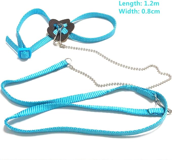 Adjustable Reptile Lizard Harness Leash,Turtle Lizard Pet Traction Belt Bearded Dragon Accessories Soft Small Pet Animal Harness Rope,1.2M (Blue)