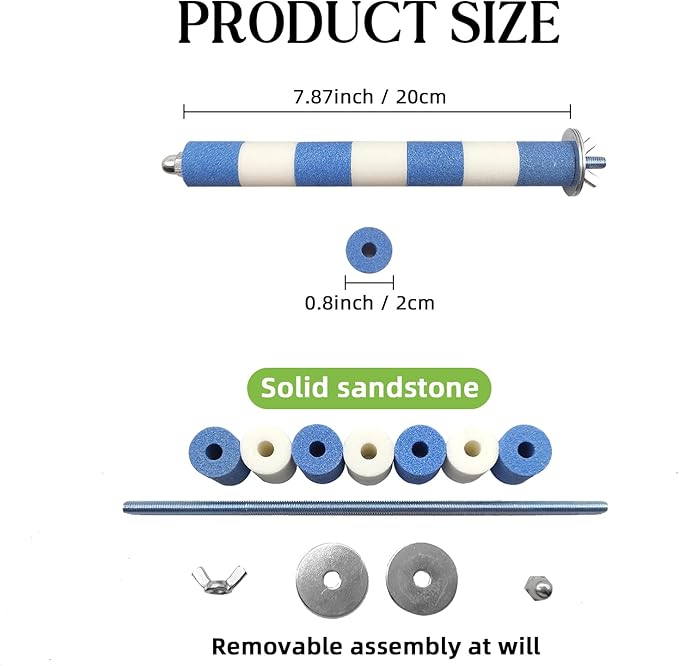 Hamiledyi Parrot Perch Stand Toy, Bird Cage Perch Toy,Natural Paw Grinding Stick for Medium Parrots, Parakeets, Cockatiels, Lovebirds Chewing Stick (M(Stripe Pattern))