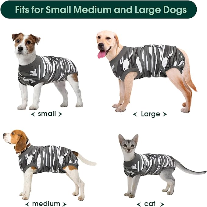 Kuoser Recovery Suit for Dogs Cats After Surgery, Professional Pet Recovery Shirt Dog Abdominal Wounds Bandages, Substitute E-Collar & Cone,Prevent Licking Dog Onesies Pet Surgery Recovery Suit