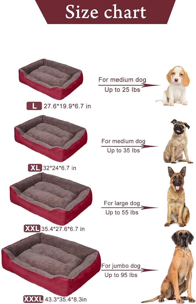 PUPPBUDD Dog Beds for Medium Dogs, Washable Dog Bed Comfortable and Breathable Pet Bed Rectangle Warming Dog Bed for Medium Dogs