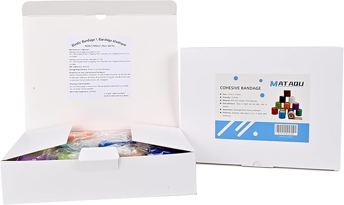 Self Adhesive Bandage Wrap, Vet wrap 2 inch, Vet Wrap for Dogs, Bandages Wrap for Human or Pets, 12 Pack