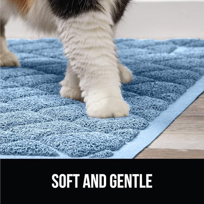 The Original Gorilla Grip Water Resistant Cat Litter Box Trapping Mat, Easy Clean, Textured Backing, Traps Mess for Cleaner Floors, Less Waste, Stays in Place for Cats, Soft on Paws, 24x17 Blue