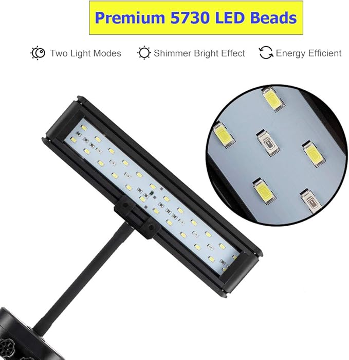 hygger 9.7 Inches Blue White LED Aquarium Light Clip on Small Led Light for Planted Saltwater Freshwater Fish Tank with Gooseneck Clamp 13W