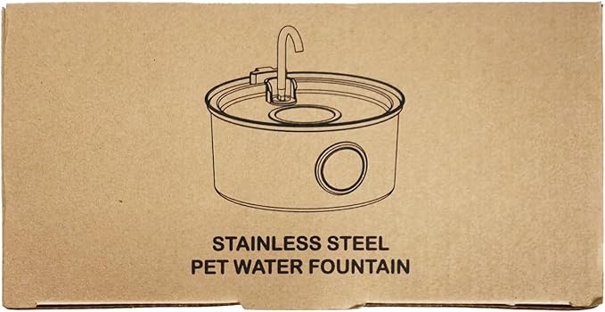 Cat Water Fountain Stainless Steel - Dog Automatic Waterer Bowl - Auto Pet Dispenser - Small Pets Drinking Waterer Indoor - Auto Dish Animal Fountains - 108oz/3.2L Metal Self Kitty Watering Supplies