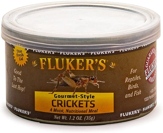 Fluker's Gourmet Canned Food for Reptiles, Fish, Birds and Small Animals, Crickets, 1.2 oz