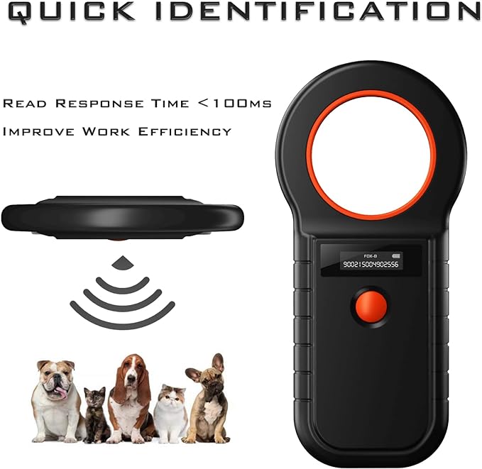 Smoostart Microchip Scanner, ISO11784/85/FDX-B/EMID 128 Records Data Storage Upload to PC Microchip Scanner Reader for Dog/Pet/Cat/Pig/Animal