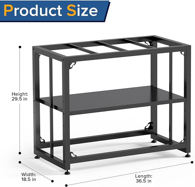 Fish Tank Stand 40 Gallon, Metal Aquarium Stand 36.5" L x 18.5" W*29.5”H, Double-Layer Storage Design, Suitable for Home and Office Use, 660LBS Capacity, Black (Tank not Included)