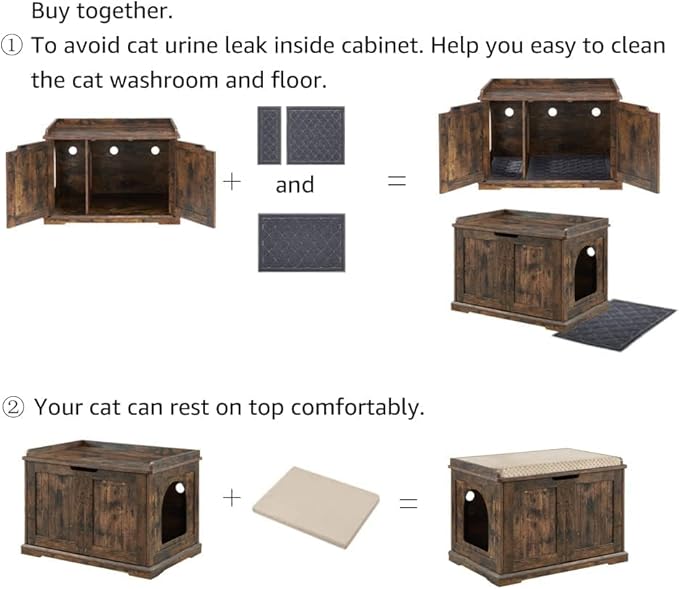 unipaws Cat Litter Box Enclosure Furniture, Cat Washroom, Hidden Litter Box Cover, Cabinet for Large Cat, Dog Proof Cat Litter Boxes, Hideaway Litter Box, Cat House, Rustic