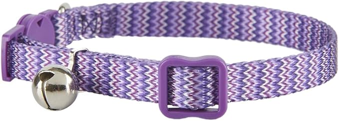 Breakaway Cat Collar with Bell, 2 Pack Adjustable Nylon Cat Collars for Male Boy Cats, Blue & Purple