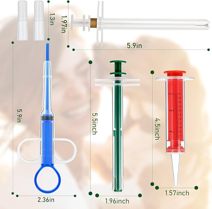 Patelai 4 Pieces Cat Pill Shooter Dog Pill Gun Pill Dispenser Pet Medicine Syringe Puppy Tablet Feeder for Small Animals (Blue, Green and red, White)