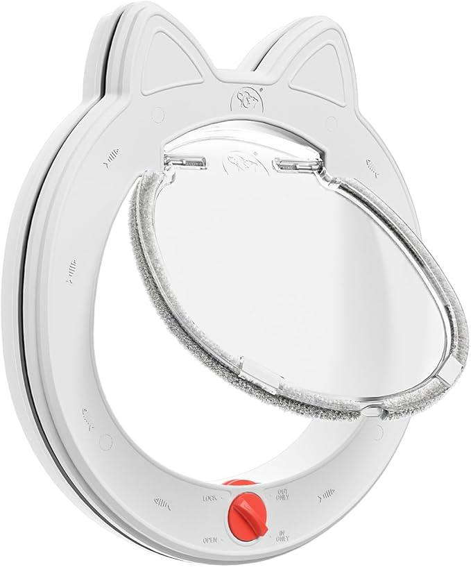 Cat Door with 4 Way Lock,Weatherproof Pet Door for Interior or Exterior Doors, Easy to Install. White.