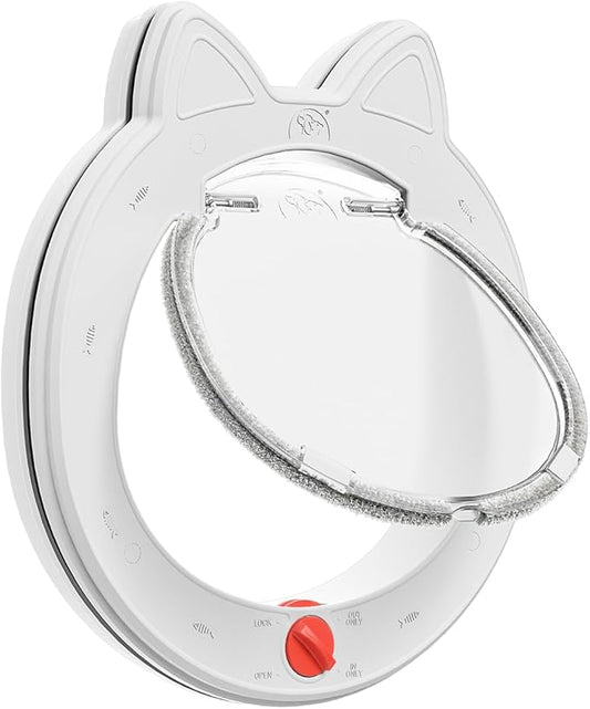 Cat Door with 4 Way Lock,Weatherproof Pet Door for Interior or Exterior Doors, Easy to Install. White.