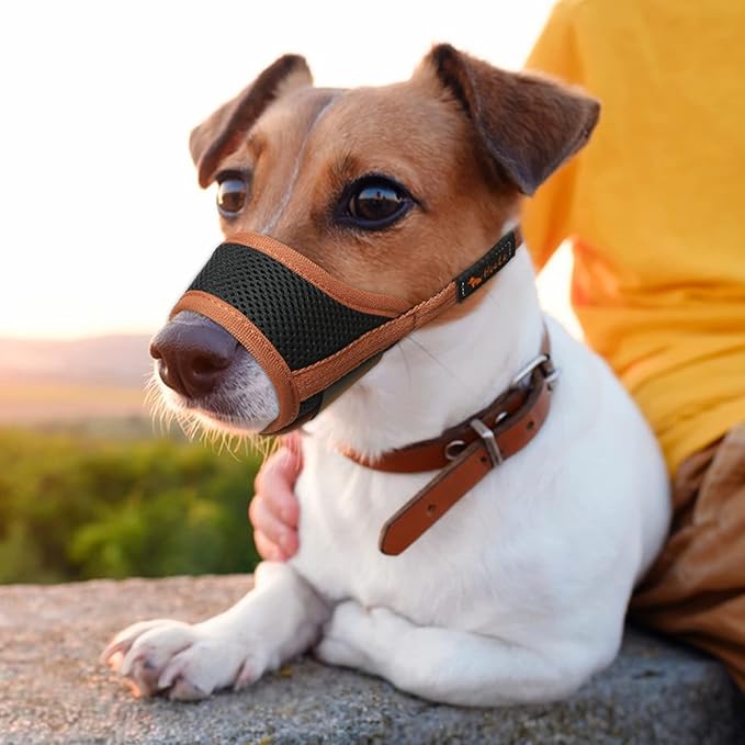 HEELE Dog Muzzle, Pet Muzzle for Small Medium Large Dogs, Air Mesh Breathable Drinkable Nylon Pattern Puppy Muzzle