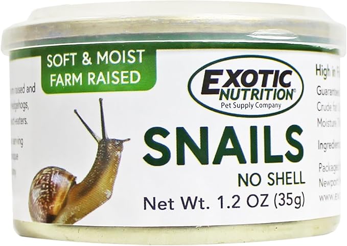 Canned Snails (1.2 oz.) - Healthy High Protein Insect Treat - Hedgehogs, Sugar Gliders, Reptiles, Wild Birds, Chickens, Lizards, Bearded Dragons, Skunks, Opossums, Fish, Amphibians, Turtles