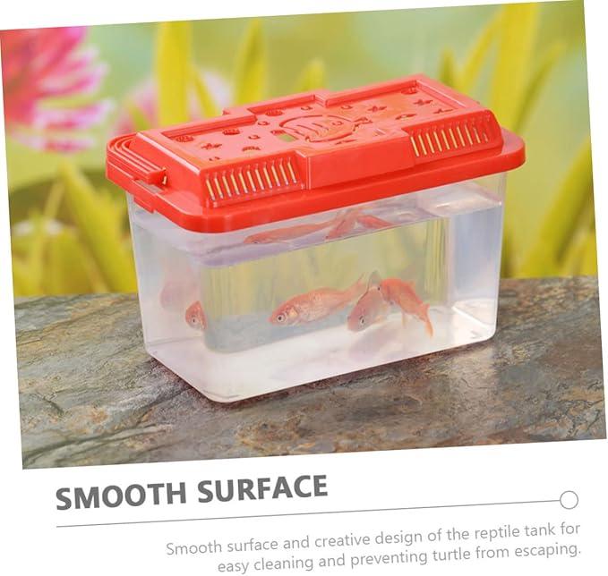 Plastic Turtle Fish Tank Glass Containers Clear Container Hamster Tank Portable Fish Tank Gecko Habitat Portable Tortoise Terrarium Turtle Habitat Plastic Aquarium Turtle Tank Mini