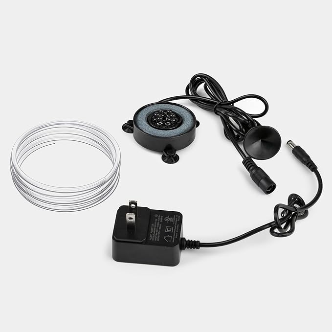 NICREW Multi-Colored LED Aquarium Bubbling Stone Disk, Round Fish Tank Bubbler with Auto Color Changing LEDs