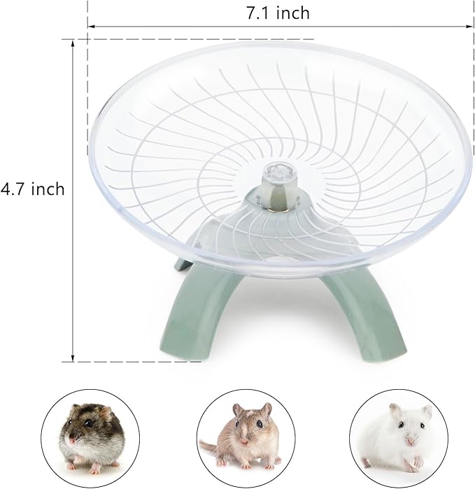 Hamster Wheel Silent Hamster Exercise Wheel Running Spinner Hamster Flying Saucer for Hamsters Gerbils Mice and Other Small Pets (Dark Grey)