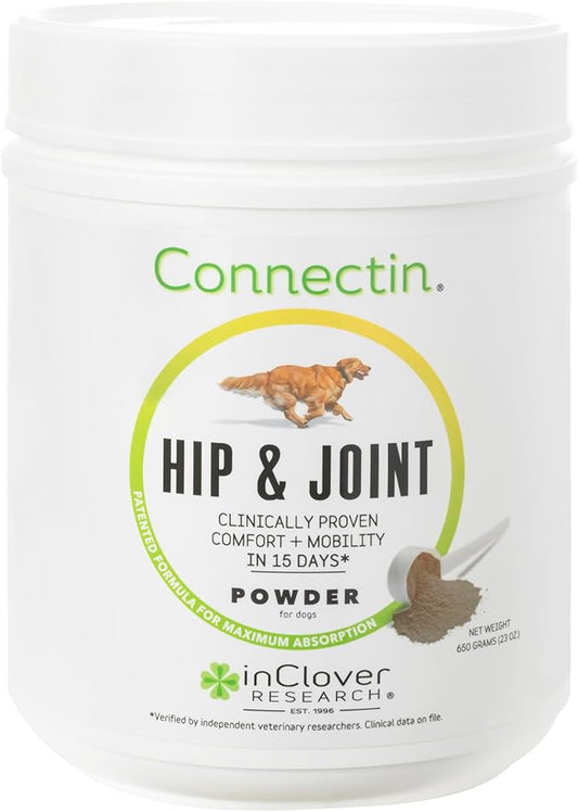 InClover Connectin Hip and Joint Supplement for Dogs. Combines Glucosamine, Chondroitin and Hyaluronic Acid with Herbs for Comfort and Mobility