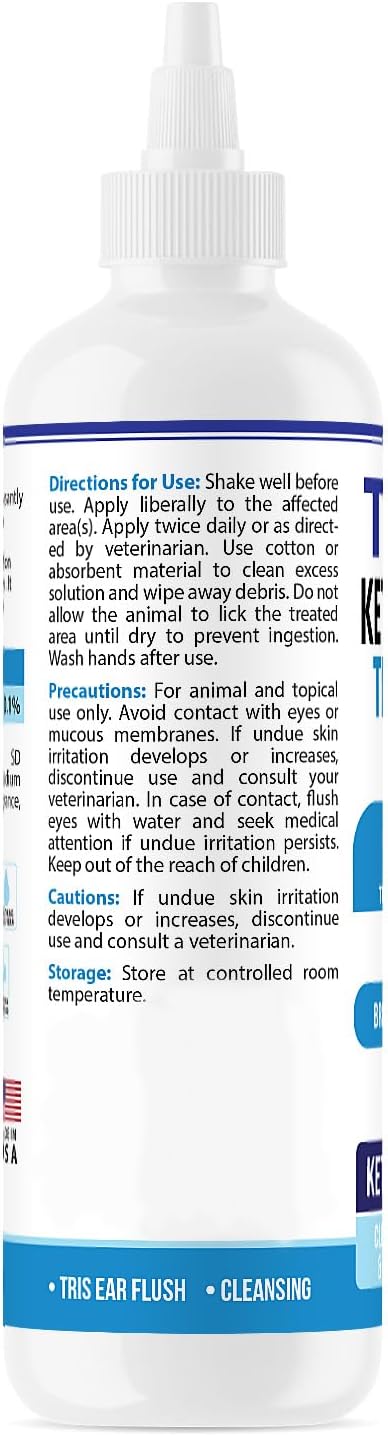 Truseb | Dog Ear Flush Ketoconazole Dog Ear Wash, Cats and Horses, KETOCONAZOL 0.1% Tris Ear Flush for Dogs (12 oz) Made in U.S.A (Ketoconazole Ear Flush, 24 oz)